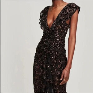 Alice McCall Black V-Neck Embellished maxi Gown dress size medium
